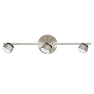 Armento 1 Collection 22.83 in. W 3-Light Satin Nickel Dimmable Integrated LED Track Lighting Kit with Adjustable Heads