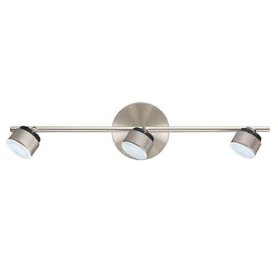 Armento 1 Collection 22.83 in. W 3-Light Satin Nickel Dimmable Integrated LED Track Lighting Kit with Adjustable Heads