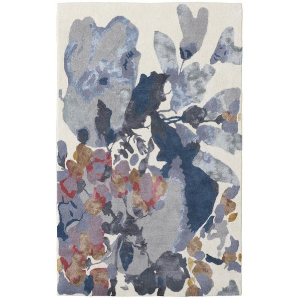 HomeRoots Blue and Gray and Pink 10 ft. x 14 ft. Floral Area Rug