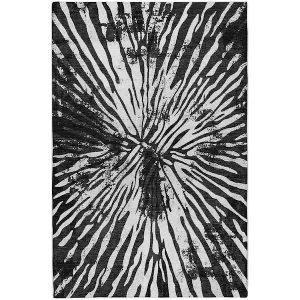Dream Shag Premium Machine Washable Abstract ADS818 Black 5 ft. x 7 ft. 6 in. Area Rug