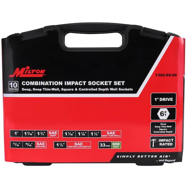 Milton 1 in. Dr. SAE and Metric Heavy-Duty Wheel Impact Socket Set