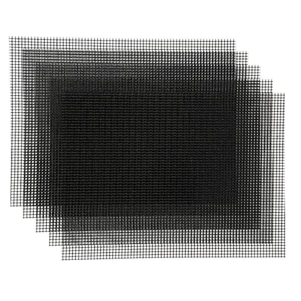 Black Grill Mesh Mat Set of 5 Reusable Non-stick BBQ Grilling Mats Works on Outdoor Gas Charcoal, 16 in. x 12 in.