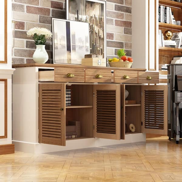 Brown and store white sideboard