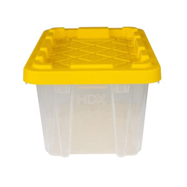 6.5-Qt Tough Storage Tote in Clear with Yellow Lid