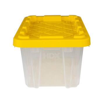 HDX 6.5-Qt Tough Storage Tote in Clear with Yellow Lid 999-6QT-C-HDX