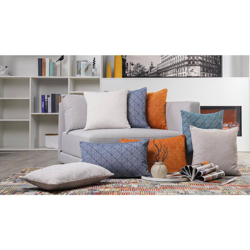 Freshmint Logan 24" x 14" Blue Surf Geometric Chenille Pillow