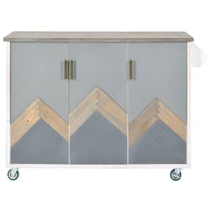 White MDF Kitchen Cart with Internal Storage Rack and Towel Rack