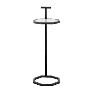 Ash 8.25 in. Black Octagon Marble Accent Table