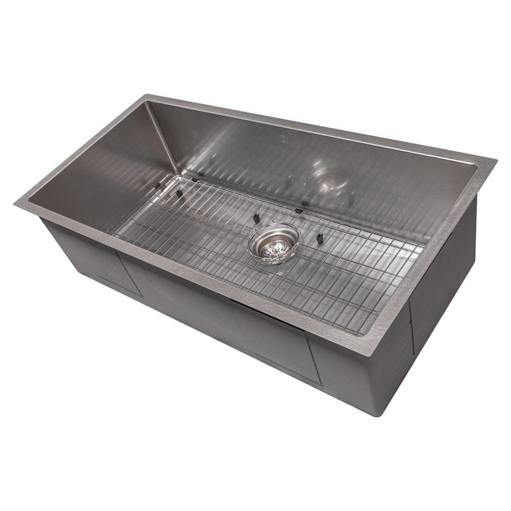 36 in. Meribel Undermount Single Bowl Satin Stainless Steel Kitchen Sink with Bottom Grid price history on PriceWatchPro