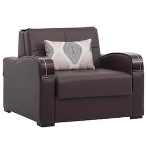 Daydream Collection Convertible Brown Armchair With Storage