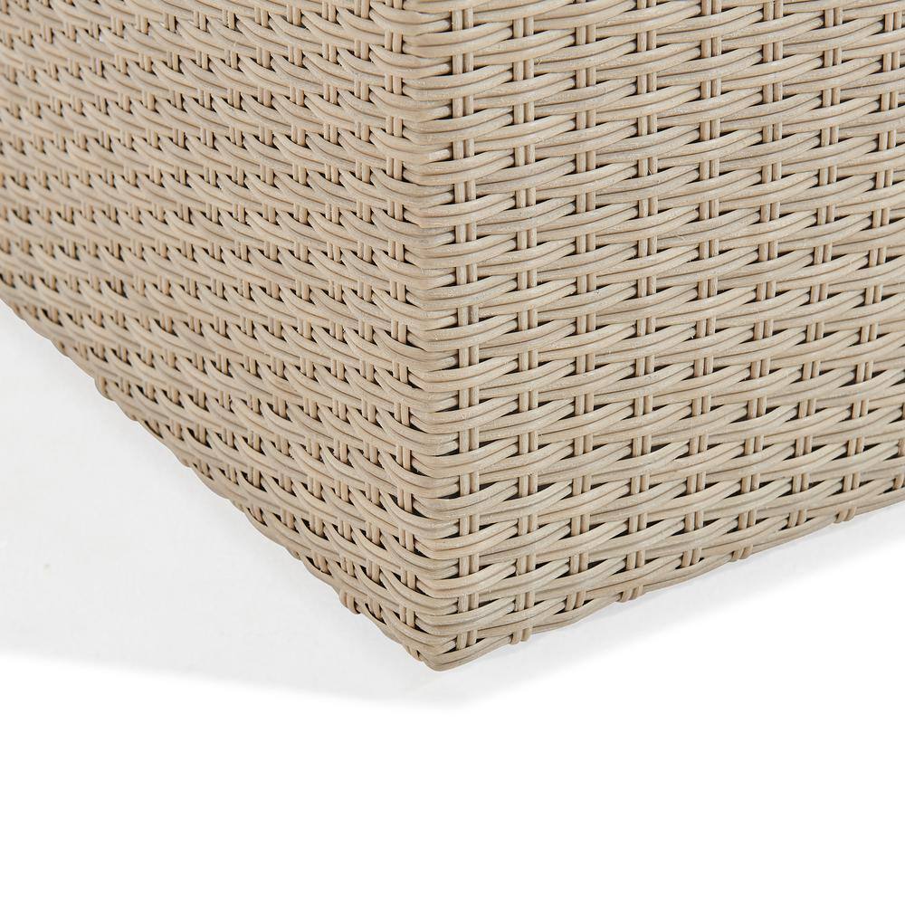 Canaan 26" Square All-Weather Wicker Outdoor Ottoman with Cushion