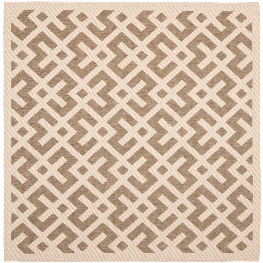 Courtyard Brown/Bone 4 ft. x 4 ft. Square Geometric Indoor/Outdoor Patio  Area Rug price history on PriceWatchPro
