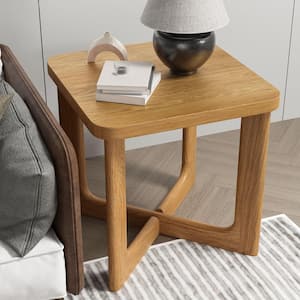 24 in. W Oak Square Wood End Table with Round Corners