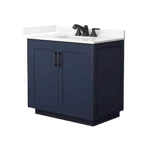 Miranda 36 in. W x 22 in. D x 33.75 in. H Single Bath Vanity in Dark Blue with Giotto Quartz Top