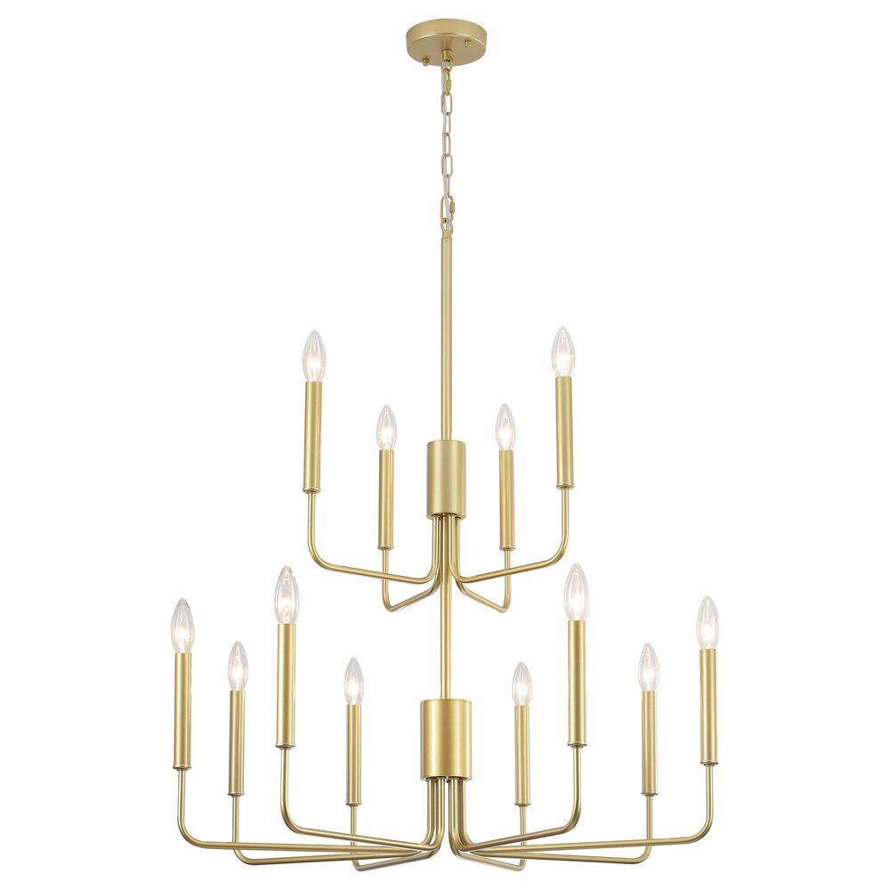 Roxsanne 12-Light Gold Dimmable Classic/Traditional Chandelier Rustic Linear Candle-Style Kitchen Island Light Fixture price history on PriceWatchPro