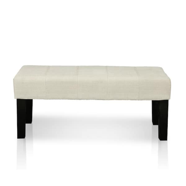 Furniture of America Sandor Ivory Fabric Upholstered 42 in. L x 17 in. W x 18 in. H Bench