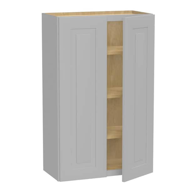 Home Decorators Collection Grayson 24 in. W x 12 in. D x 42 in. H Assembled Plywood Wall Kitchen Cabinet in Pearl Gray with Soft Close