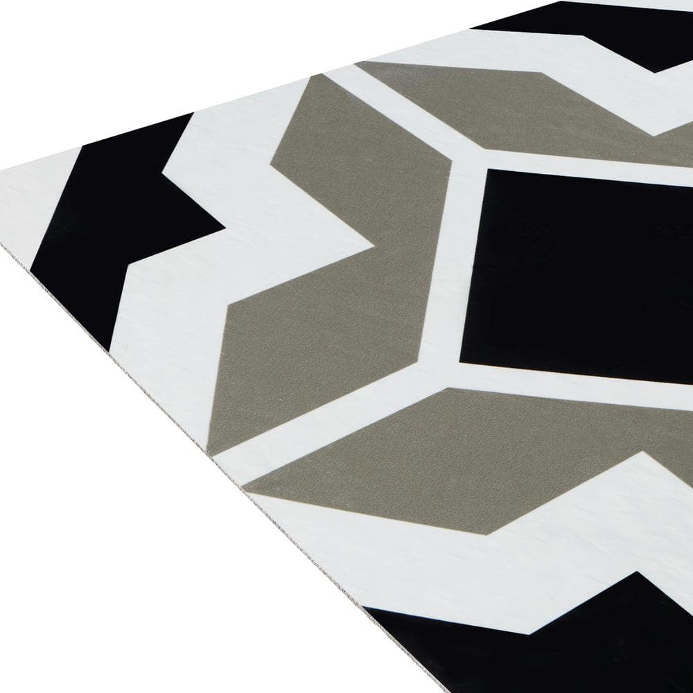 Retro Black and Grey 12-Inch Self-Adhesive Vinyl Floor Tiles
