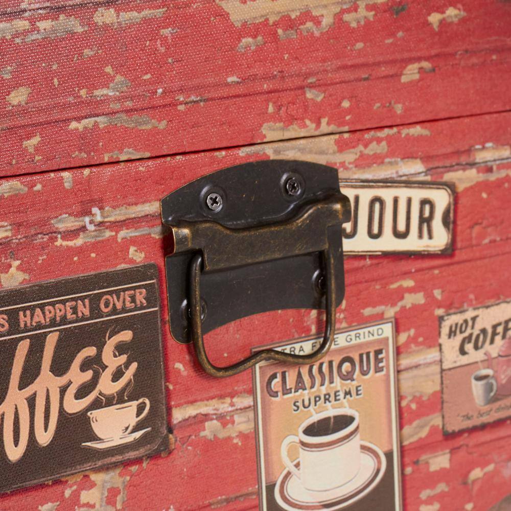 Medium Coffee Shop Decorative Storage Trunk with Leather Straps