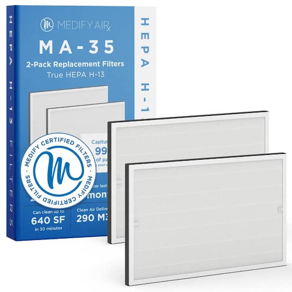 Medify MA-35 Genuine Replacement Filter : H13 HEPA, and Activated Carbon for 99.9% Removal : 2-Pack