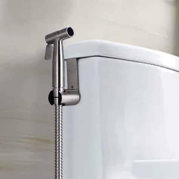 Bidet Sprayer Bidet Attachment with Sprayer Holder, T-valve and Flexible Hose Included in Silver