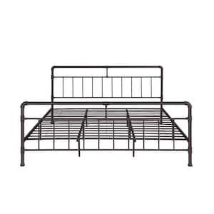 Mowry Industrial King-Size Hammered Copper Iron Bed Frame