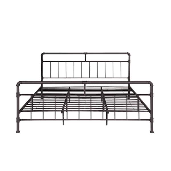 Noble House Mowry Industrial King-Size Hammered Copper Iron Bed Frame