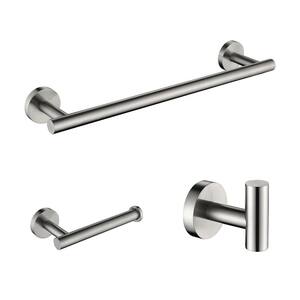 3-Piece Bath Hardware Set with Towel Bar, Toilet Paper Holder and Towel Hook in Brushed Nickel