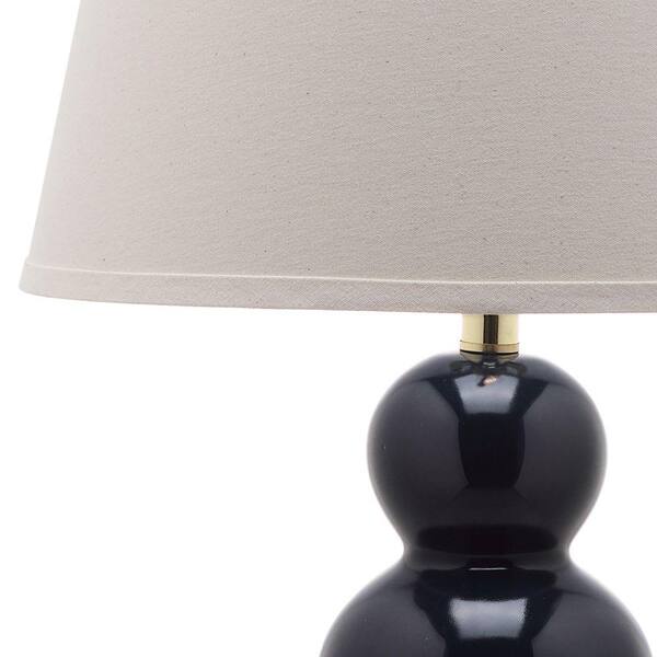 SAFAVIEH Pamela 27 in. Navy Triple Gourd Ceramic Table Lamp with