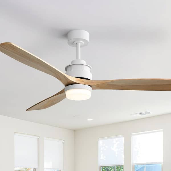 CACI Mall 60 in. Integrated LED Indoor/Outdoor White Ceiling Fan with Light and Remote, 6-Speed Reversible DC Motor Included