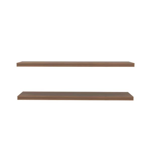 Unbranded (Set of 2) 47.3 in. W x 9.8 in. D Mahogany Particle Board Decorative Wall Shelf, Wall Decor for Storage Shelves