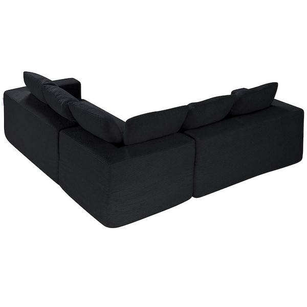 VEVOR Modular Sectional Sofa, L Shaped Modular Sofa Deep Seat, Cloud Sectional Couch with High Rebound Sponge Plastic Black
