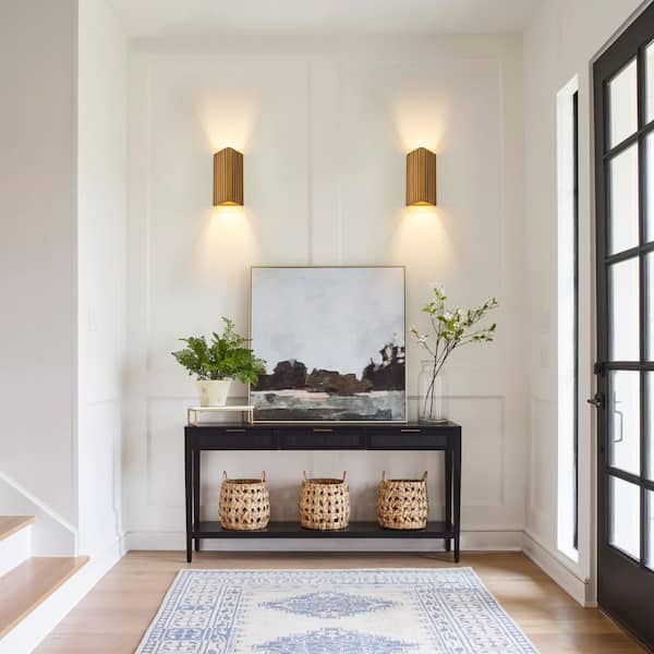 Hannah 6.3 in. 2-Light Modern Brass LED Wall Sconce