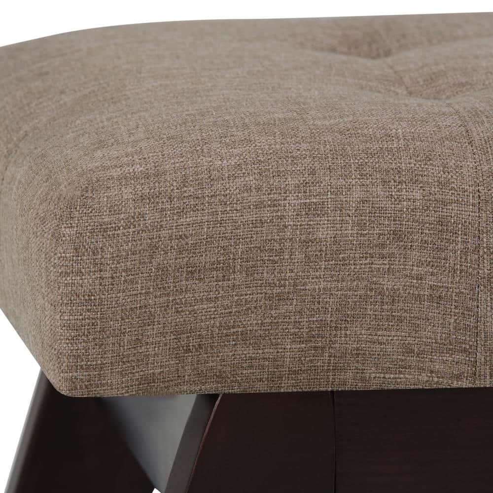 Draper 40" Wide Fawn Brown Linen Tufted Mid-Century Ottoman Bench