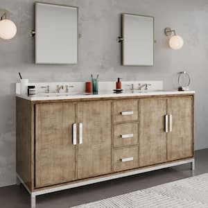 Westin 72 in. W x 22 in. D x 34.4 in. H Double Sink Bath Vanity in Lustrous Walnut with White Brook Quartz Top