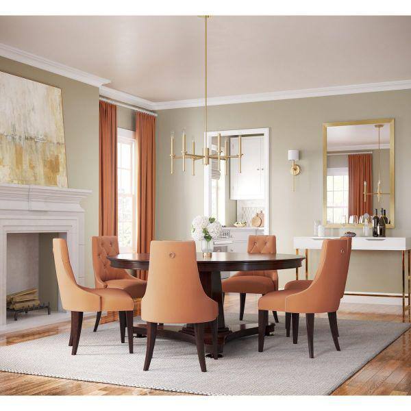 Elara Vintage Brass 6-Light Chandelier with Clear Glass Shades