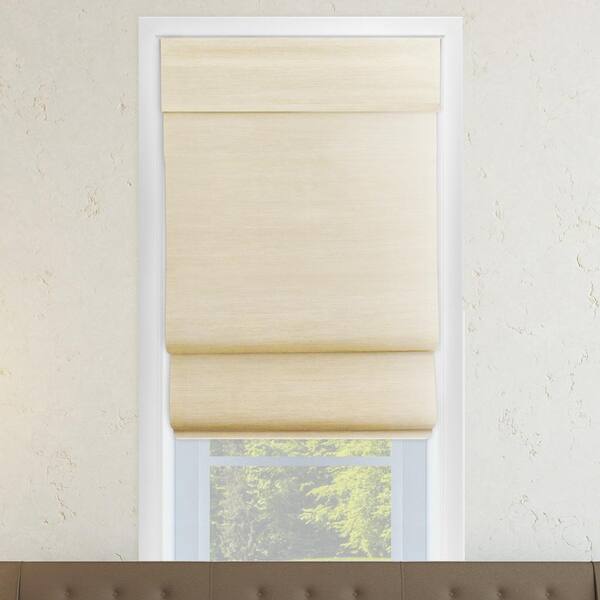 Chicology Abaca Cream  Cordless Light Filtering UV Protection Polyester Roman Shades 31 in. W x 64 in. L