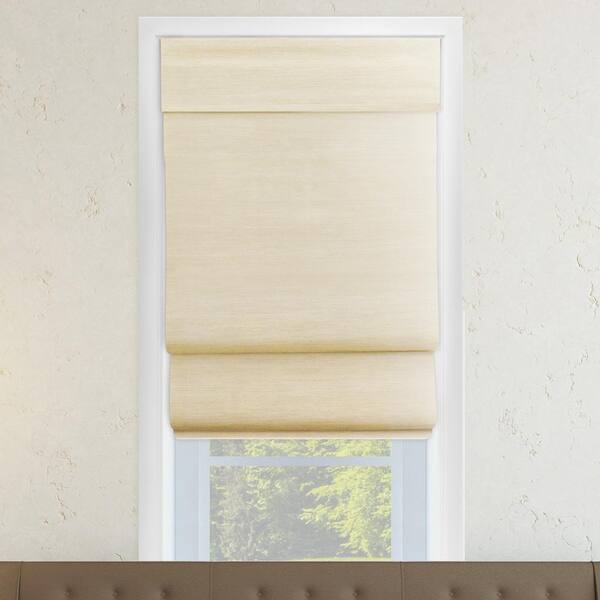 Chicology Abaca Cream  Cordless Light Filtering UV Protection Polyester Roman Shades 35 in. W x 64 in. L