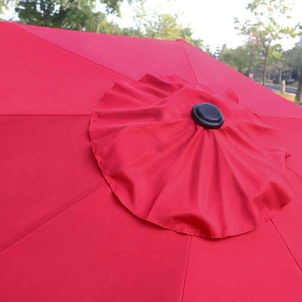 crank pagoda outdoor patio umbrellas Abble 9 ft Red Patio Umbrella with Crank, 3-Tier Pagoda Outdoor Market Umbrella with 8 Steel Ribs for Garden Deck Backyard Pool