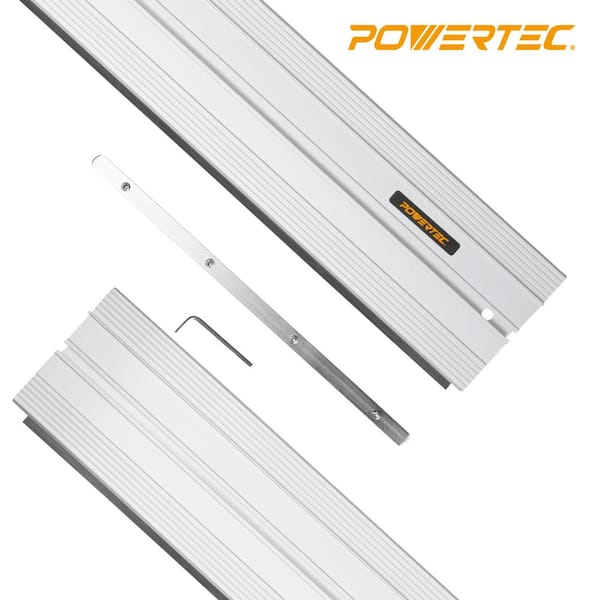 POWERTEC 110 in. Aluminum Guide Rail Joining Set Compatible with DeWalt  Track Saws, (2) Guided Rails and (1) Guide Rail Connector 71691 - The Home  Depot