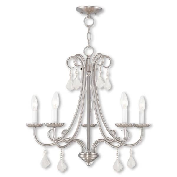 AVIANCE LIGHTING Shirlington 5-Light Brushed Nickel Chandelier with Clear Crystals