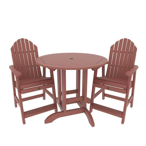 Highwood Muskoka 3-Pieces Round Recycled Plastic Outdoor Counter Bistro Dining Set