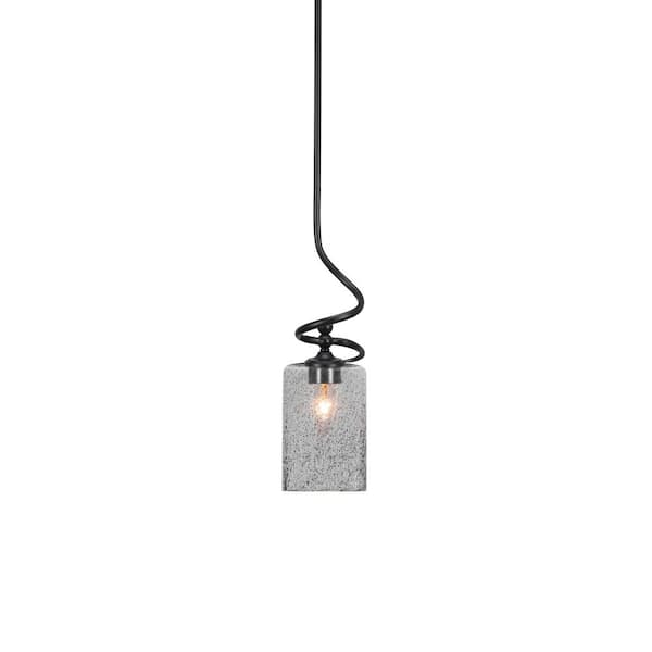 Unbranded Royale 100 W 1-Light Matte Black Standard Mini Pendant Light with Glass Shade