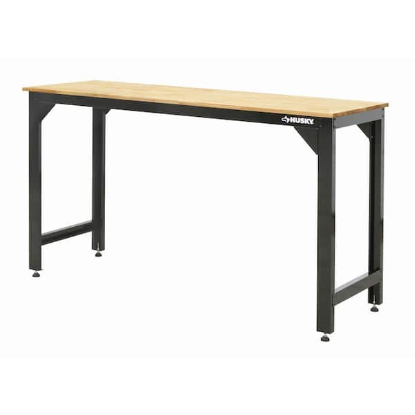 Husky Ready-To-Assemble 6 ft. Solid Wood Top Workbench in Black