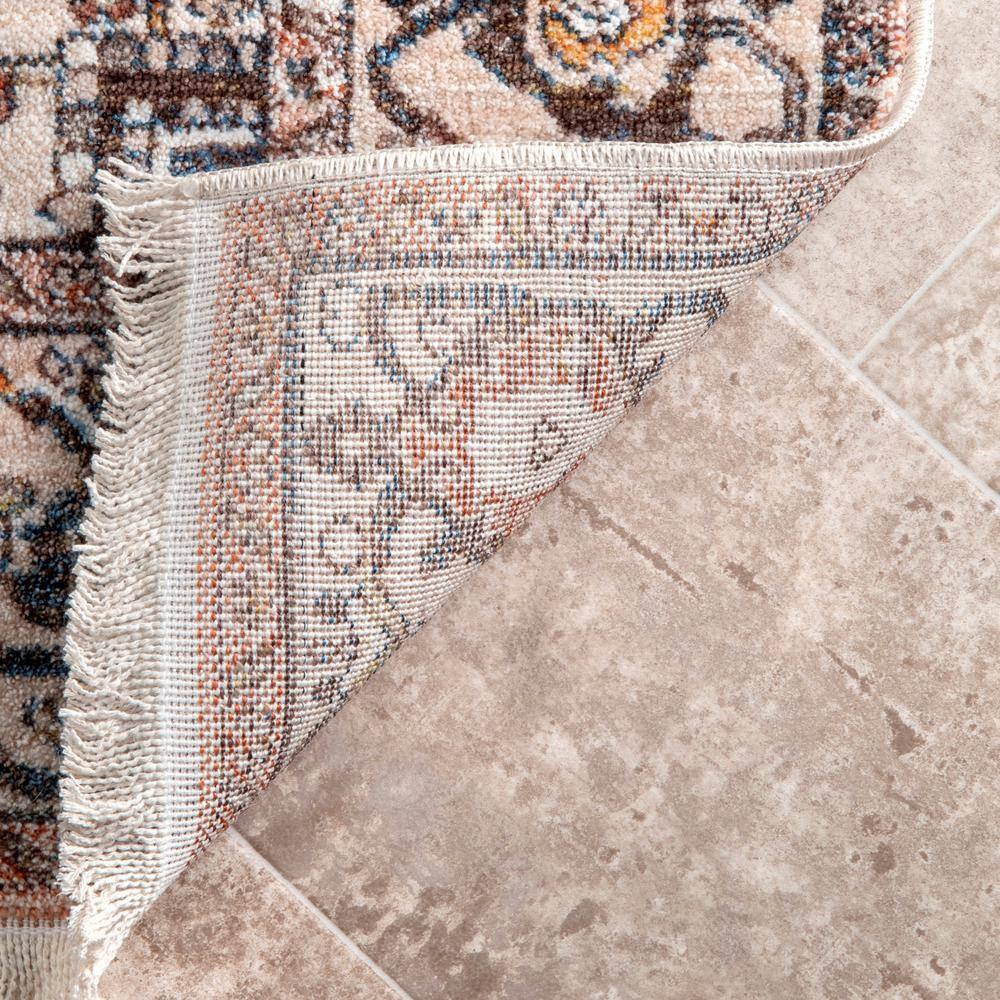 Elegant Light Brown Medallion 5' x 7' Synthetic Area Rug