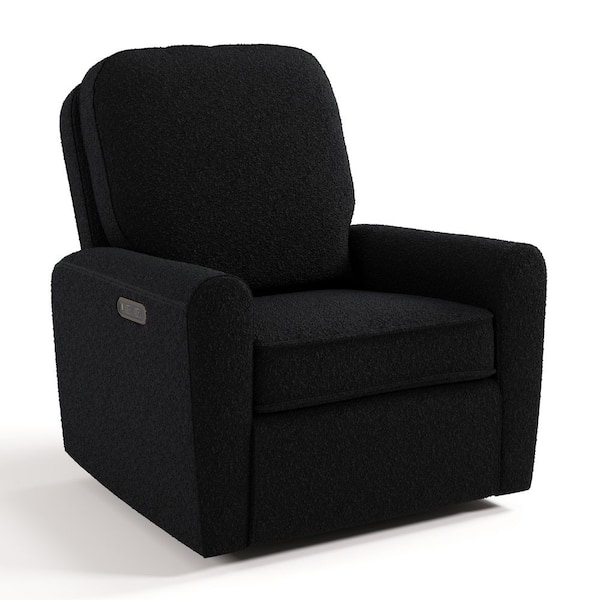 Amalfi Black Boucle Deluxe Power Recliner Swivel Glider