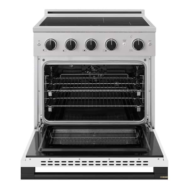 Autograph 30 in. 4.2 cu. ft. Marino Induction Range 4 Element Cooktop and Electric Oven in Stainless White and Black