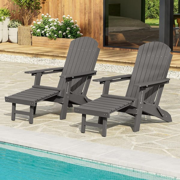 Livewood Outdoor HDPE Plastic Adirondack Chairs with Retractable