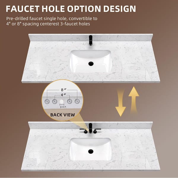 Zeafive Kar 48.44 in. W x 22 in. D Carrara White Engineered Marble