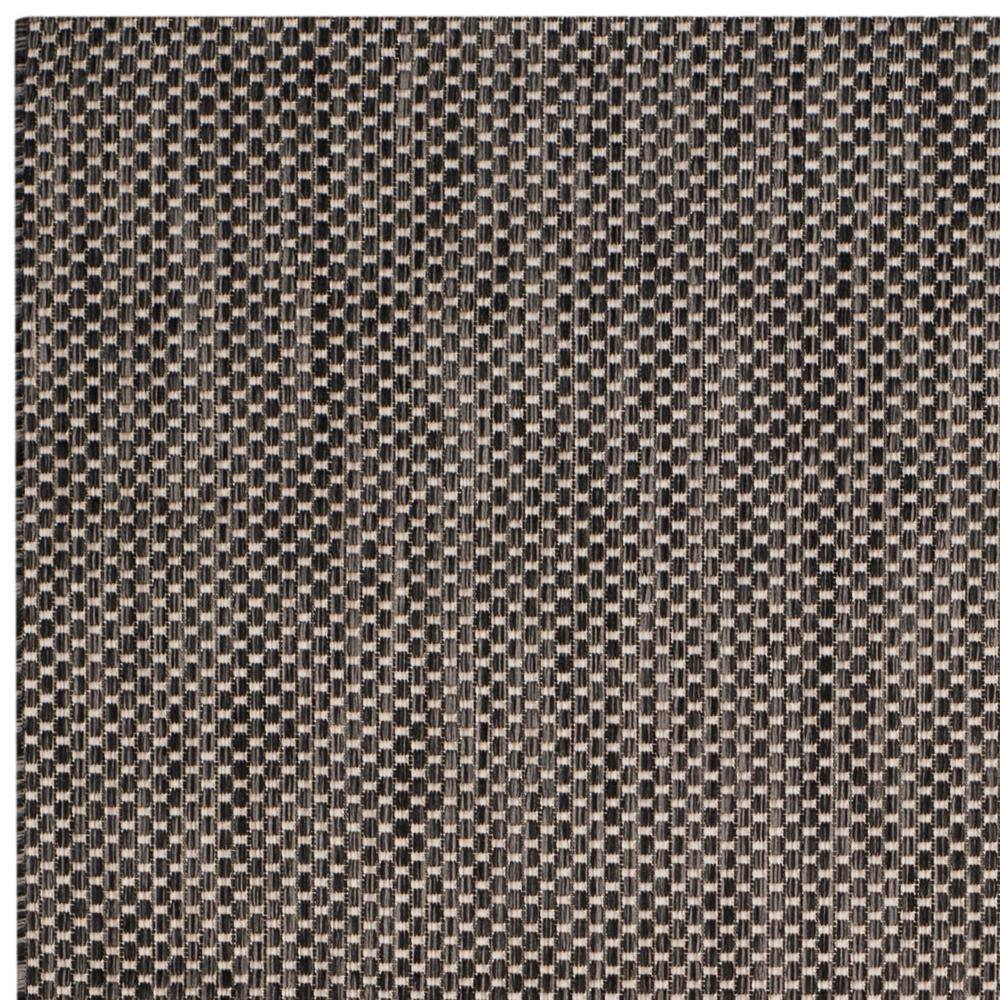 Elegant Black & Beige Checkered 2'3" x 12' Indoor/Outdoor Runner